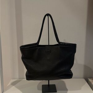 Tory Burch Black Textured Leather Tote